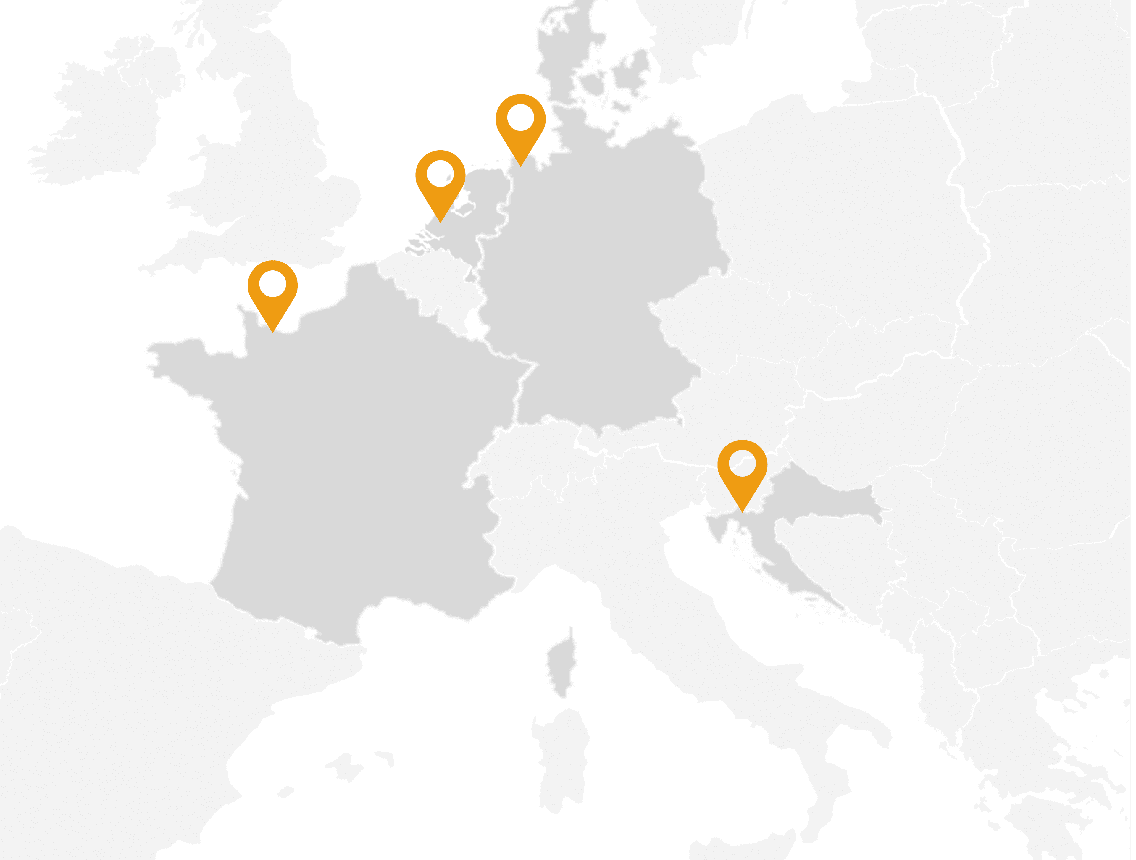 Europe map with pins